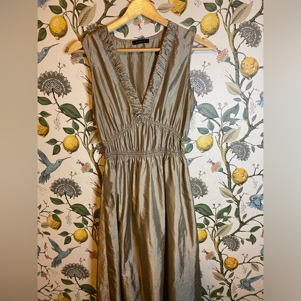 Makenji Dress | Gold Tones | Ruched | Petite